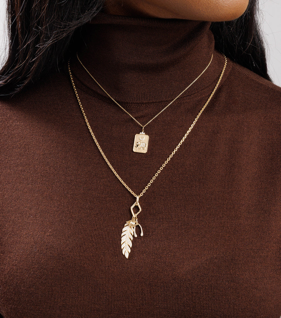 Gold & Diamond Feather Eye Wishbone Necklace - Sydney Evan Fine Jewelry