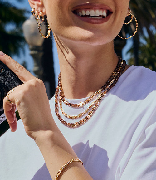 Gold & Diamond Multi Rondelle Andalusite Necklace