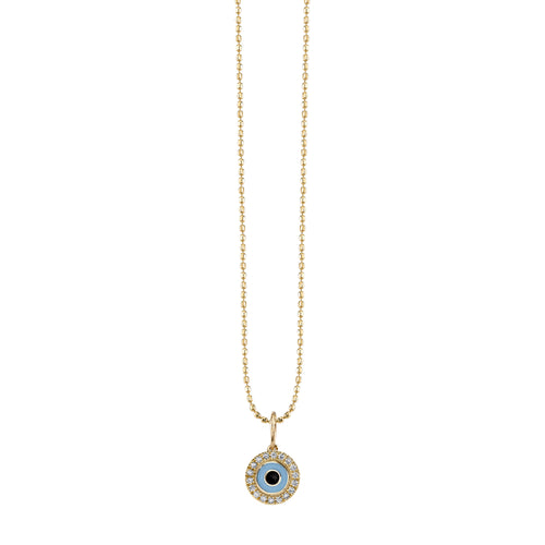 Gold & Diamond Small Enamel Round Eye Charm