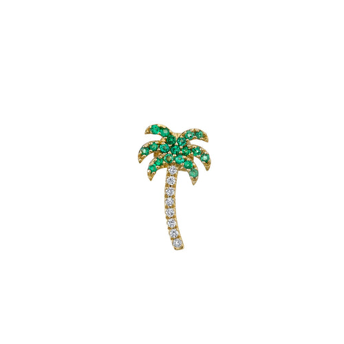 Gold Diamond & Emerald Palm Tree Stud
