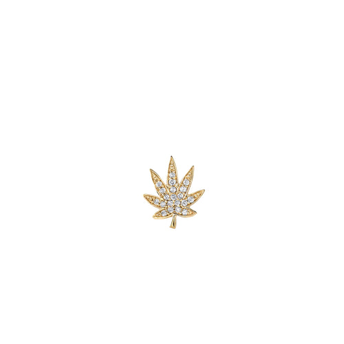 Men's Collection Gold & Diamond Small Pot Leaf Stud