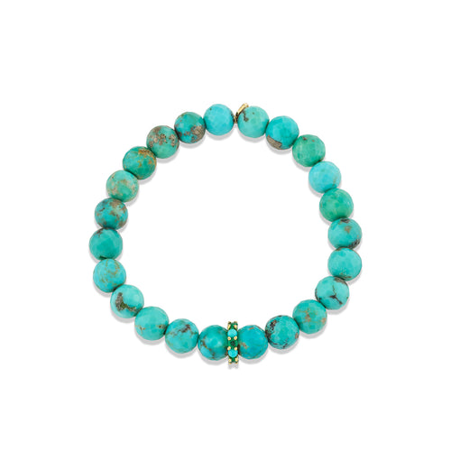 Gold & Diamond Large Cocktail Eternity Rondelle on Turquoise
