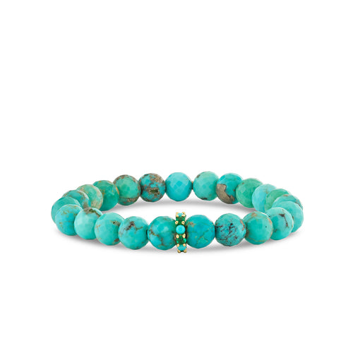 Gold & Diamond Large Cocktail Eternity Rondelle on Turquoise