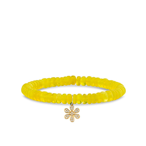 Gold & Diamond Mini Pave Daisy on Lemon Opal