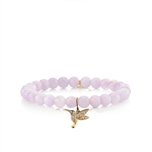 Gold & Diamond Small Hummingbird on Lavender Amethyst