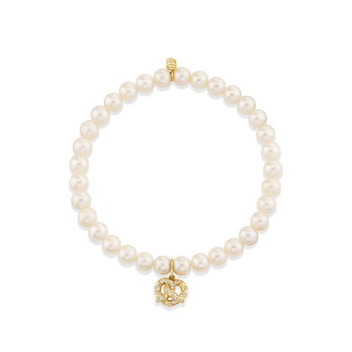 Gold & Diamond Pretzel on Pearls