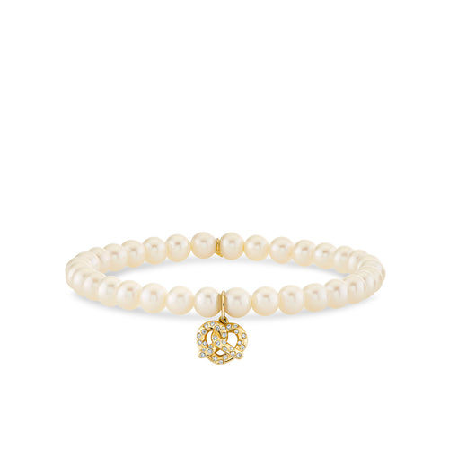 Gold & Diamond Pretzel on Pearls