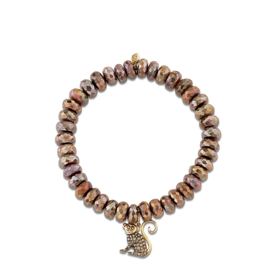 Gold & Brown Diamond Monkey on Moonstone - Sydney Evan Fine Jewelry