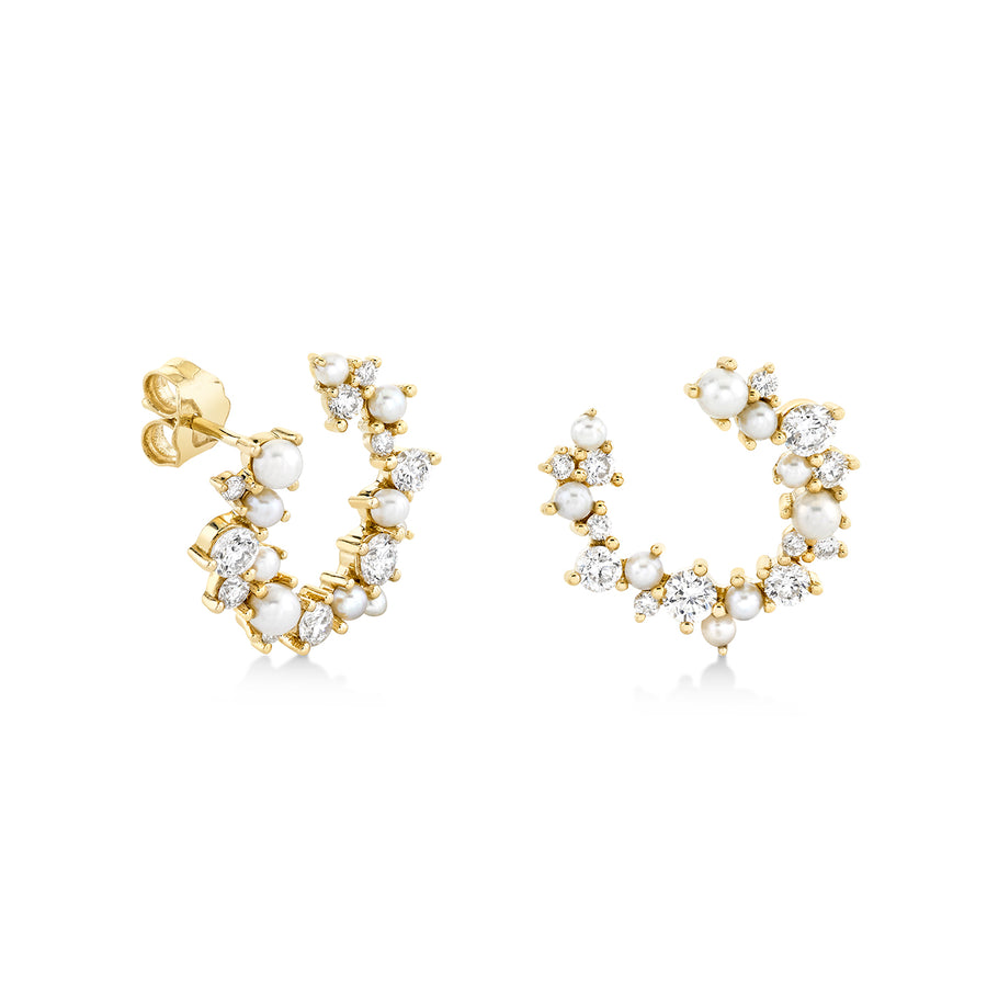 Gold & Diamond Pearl Wrap Hoop Earrings - Sydney Evan Fine Jewelry