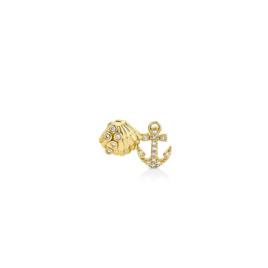 Gold & Diamond Anchor Shell Cluster Stud - Sydney Evan Fine Jewelry