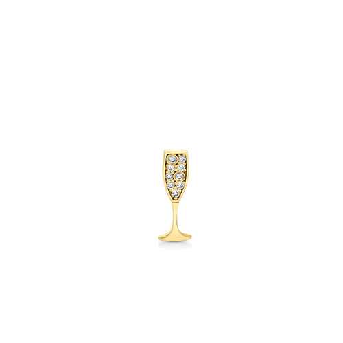 Gold & Diamond Champagne Glass Stud