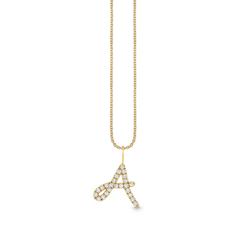 Gold & Diamond XL Pave Initial Script Charm