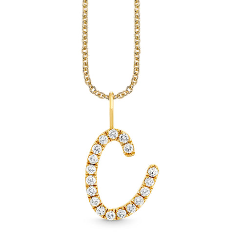 Gold & Diamond XL Pave Initial Script Charm