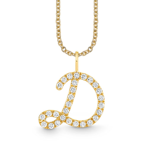 Gold & Diamond XL Pave Initial Script Charm