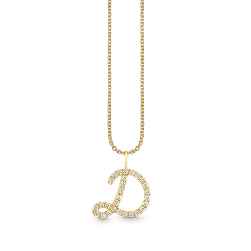 Gold & Diamond XL Pave Initial Script Charm