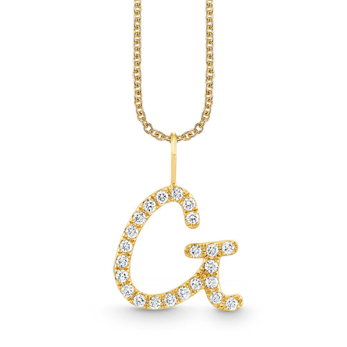 Gold & Diamond XL Pave Initial Script Charm