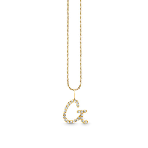Gold & Diamond XL Pave Initial Script Charm