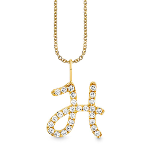 Gold & Diamond XL Pave Initial Script Charm