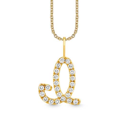 Gold & Diamond XL Pave Initial Script Charm