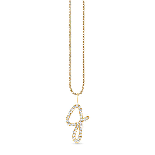 Gold & Diamond XL Pave Initial Script Charm