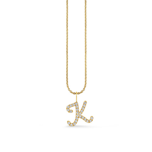 Gold & Diamond XL Pave Initial Script Charm
