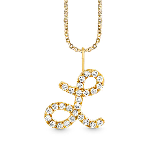Gold & Diamond XL Pave Initial Script Charm