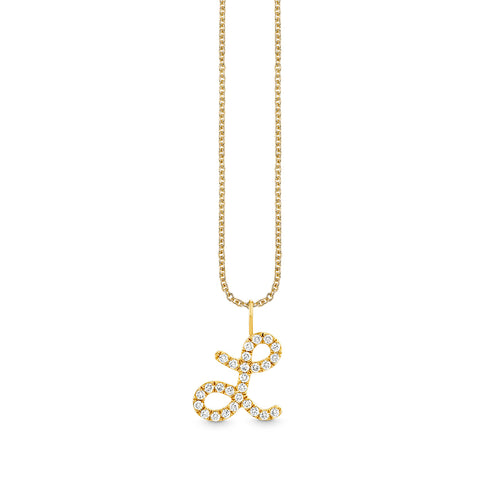 Gold & Diamond XL Pave Initial Script Charm