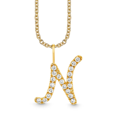 Gold & Diamond XL Pave Initial Script Charm