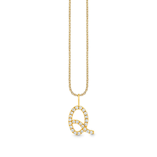 Gold & Diamond XL Pave Initial Script Charm