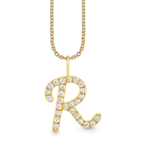 Gold & Diamond XL Pave Initial Script Charm
