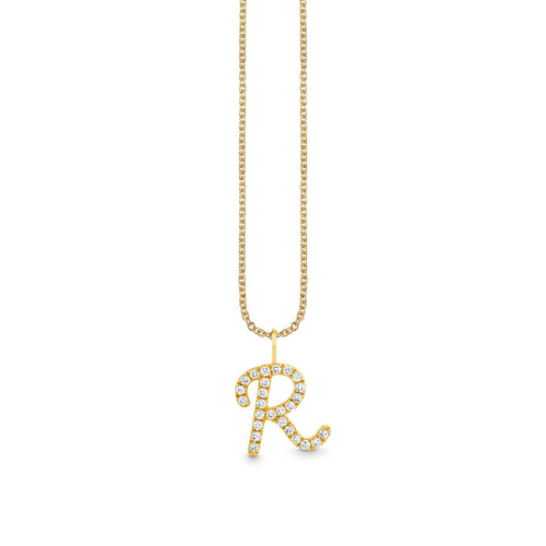 Gold & Diamond XL Pave Initial Script Charm