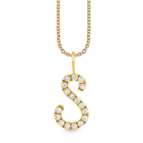 Gold & Diamond XL Pave Initial Script Charm