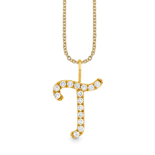 Gold & Diamond XL Pave Initial Script Charm