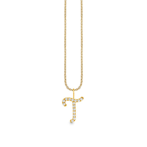 Gold & Diamond XL Pave Initial Script Charm