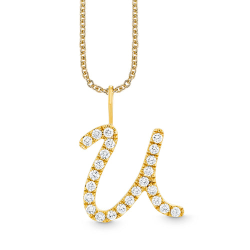 Gold & Diamond XL Pave Initial Script Charm