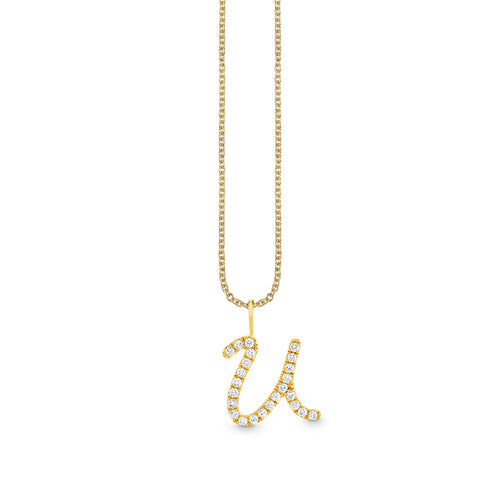 Gold & Diamond XL Pave Initial Script Charm