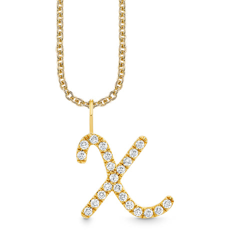 Gold & Diamond XL Pave Initial Script Charm