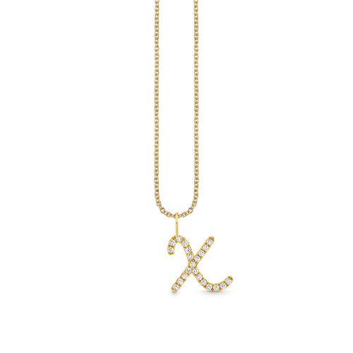 Gold & Diamond XL Pave Initial Script Charm
