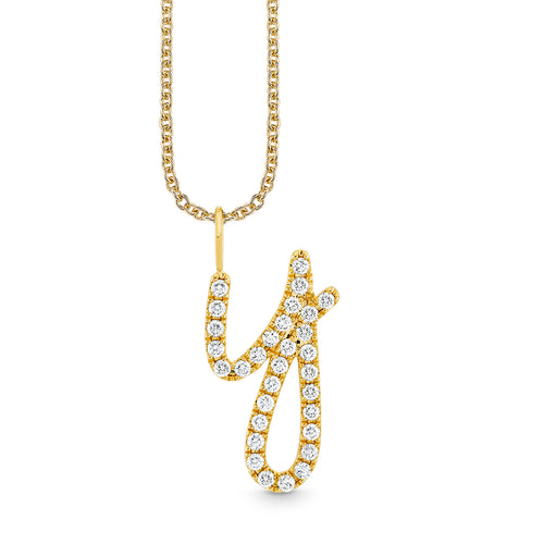 Gold & Diamond XL Pave Initial Script Charm