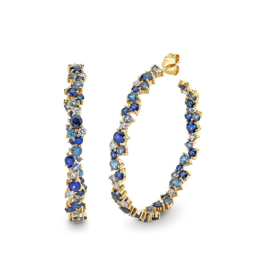 Gold & Sapphire Extra Large Cocktail Hoops - Sydney Evan Fine Jewelry