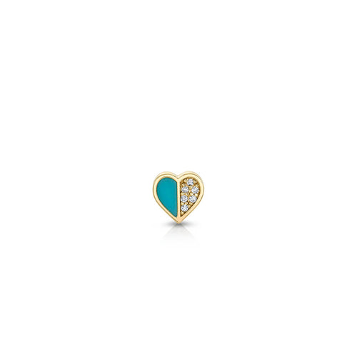 Kids Collection Gold & Diamond Heart With Stone Inlay Stud