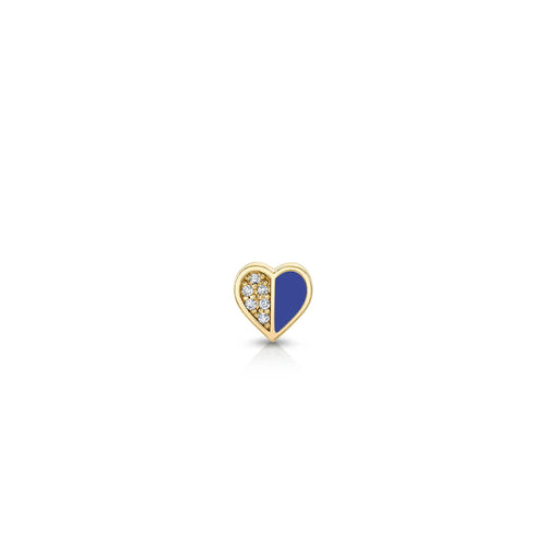 Gold & Diamond Heart With Stone Inlay Stud
