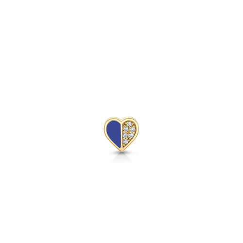 Kids Collection Gold & Diamond Heart With Stone Inlay Stud