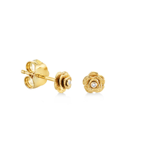 Gold & Diamond Tiny Rose Stud