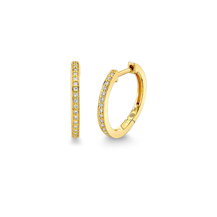 Gold & Diamond 12mm Huggie Hoop - Sydney Evan Fine Jewelry