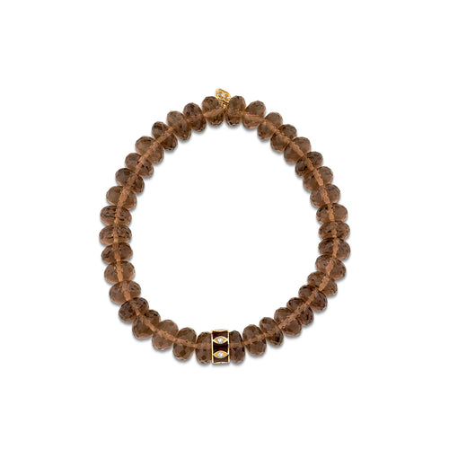 Gold & Diamond Marquise Eye Rondelle on Quartz