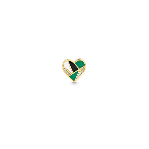 Gold & Diamond Mosaic Heart Stud