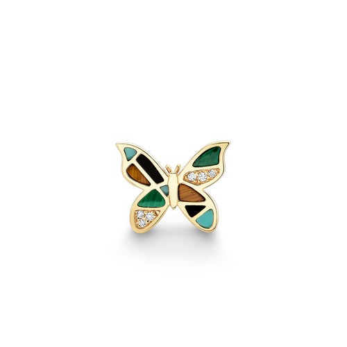 Gold & Diamond Mosaic Butterfly Stud