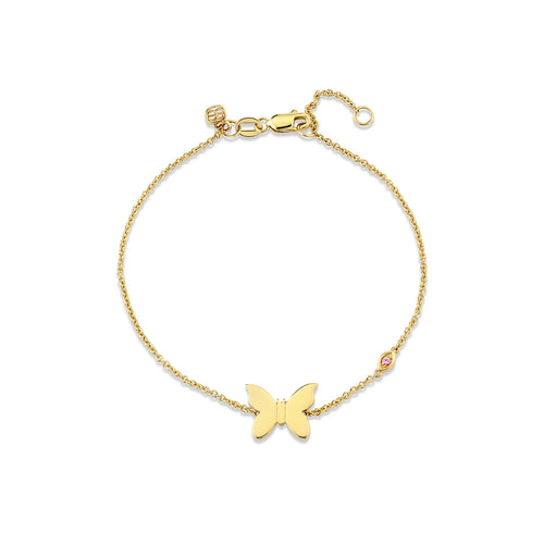 Gold & Pink Sapphire Wicked Glinda Pure Butterfly Chain Bracelet
