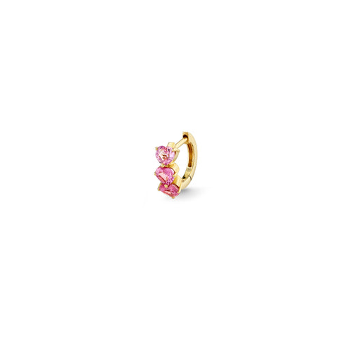 Gold & Pink Sapphire Heart Cocktail Huggie